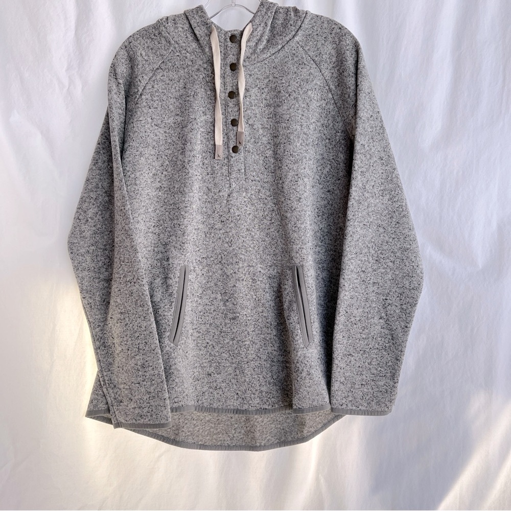 Fleece Lined Henley with Hood Heather Grey Eddie Bauer